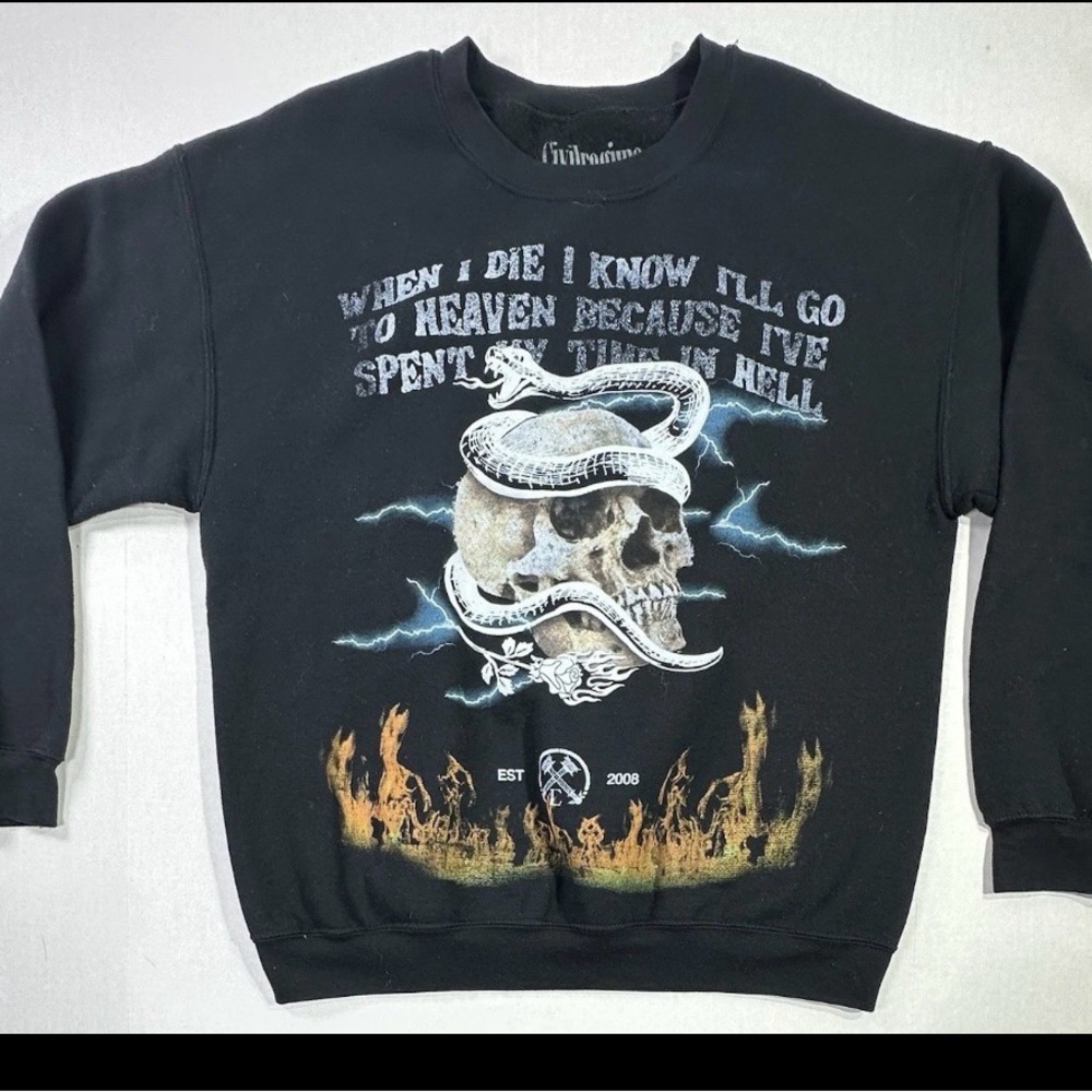 Civil Regime Black Graphic crew neck sweater